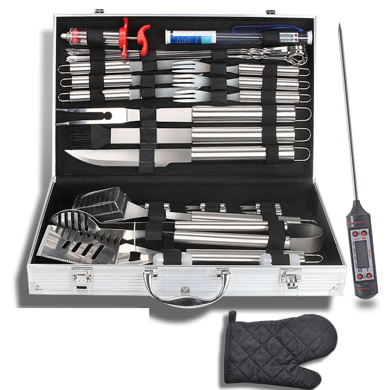 1-3 Flamora kit de barbecue d'extérieur avec boîte en aluminium, 32 pièces – Image 1